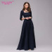 S.FLAVOR Women Solid Party Long Dress Good Quality Square Collar Three Quarter Sleeve Vestidos de festa Spring Summer Dress