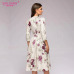 S.FLAVOR Women casual printing A-line dress Elegant three quarter sleeve Mid-calf vestidos female Autumn Winter dress NO Pockets