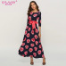 S.FLAVOR Women printing Spring Summer dress  Elegant O-neck loose long party dress for female Hot sale women vestidos No pockets