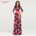 S.FLAVOR Women printing Spring Summer dress  Elegant O-neck loose long party dress for female Hot sale women vestidos No pockets