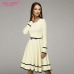 S.FLAVOR Women simple A-line dress 2019 Spring Summer O-neck long sleeve knee-length dress Elegnat women casual solid vestidos