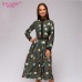 S.FLAVOR patchwork printing women A-line dress 2019 Spring Summer vintage style vestidos for female Casual bottom long dress