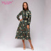 S.FLAVOR patchwork printing women A-line dress 2019 Spring Summer vintage style vestidos for female Casual bottom long dress