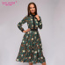 S.FLAVOR patchwork printing women A-line dress 2019 Spring Summer vintage style vestidos for female Casual bottom long dress