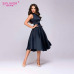 S.FLAVOR vintage style knee-length dress 2018 Summer fashion sleeveless elegant A-line vestidos with belt party short dress