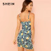 SHEIN Allover Pineapple Tropical Print Cami Dress Multicolor Sleeveless Sheath Mini Dresses Women Summer Vacation Beach Dress