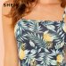 SHEIN Allover Pineapple Tropical Print Cami Dress Multicolor Sleeveless Sheath Mini Dresses Women Summer Vacation Beach Dress