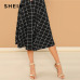 SHEIN Black Elegant Plaid Print High Neck Fit And Flare Long Sleeve High Waist Dress 2018 Autumn Casual Women Long Dresses