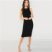 SHEIN Black Elegant Solid Pencil Dress Slim Sleeveless Knee Length Sexy Workwear Dresses Women Plain Sheath Summer Dress