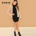 SHEIN Black Minimalist Office Lady Solid Bodycon Stand Collar Long Sleeve Skinny Dress 2018 Autumn Workwear Casual Women Dresses