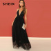 SHEIN Black Night Out Plunging Neck Deep V Neck Crisscross Back Cami Sleeveless Backless Dress Women 2018 Summer Sexy Dresses