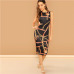 SHEIN Going Out Modern Lady Sleeveless Printed Tank Bodycon Round Neck Tank Slim Long Dress Women Autumn Elegant Dress