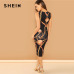 SHEIN Going Out Modern Lady Sleeveless Printed Tank Bodycon Round Neck Tank Slim Long Dress Women Autumn Elegant Dress