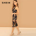 SHEIN Going Out Modern Lady Sleeveless Printed Tank Bodycon Round Neck Tank Slim Long Dress Women Autumn Elegant Dress