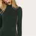 SHEIN Green Elegant Party Mock Neck Glitter Button Fit And Flare Solid Natural Waist Dress 2018 Autumn Minimalist Women Dresses