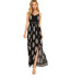 SHEIN Lace Waist Split Front Cami Dress Women V Neck Spaghetti Strap Sleeveless Maxi Dress 2018 Summer Tribal High Waist Dress