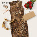 SHEIN Multicolor Modern Lady Elegant Mock-Neck Leopard Print Knee Length Stand Collar Dress Autumn Women Workwear Dresses