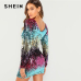 SHEIN Multicolor Party Sequins Iridescent Skinny Round Neck Long Sleeve Dress 2018 Autumn Night Out Women Dresses