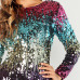 SHEIN Multicolor Party Sequins Iridescent Skinny Round Neck Long Sleeve Dress 2018 Autumn Night Out Women Dresses