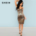 SHEIN Multicolor Sexy Club Leopard Print Bustier Natural Waist Skinny Slip Cami Dress Autumn Party Women Short Dresses