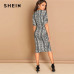 SHEIN Multicolor Twist Split Front Leopard Print Dress V-Neck Sheath Autumn Party Going Out Modern Lady Women Elegant Dresses