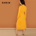 SHEIN Streetwear Weekend Casual Ginger Waist Belted Wrap Notched Neck Asymmetrical Maxi Dress 2018 Autumn Elegant Women Dresses