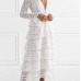 SMTHMA 2019 New arrive High quality luxury runway white Lace Dress women Long sleeve Sexy V-neck party dress vestidos