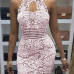 Sexy Backless Pink Lace Sheath Mini Dress(Without Lining) Sexy Backless Pink Lace Sheath Mini Dress(Without Lining)