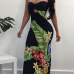 Sexy Backless Printed Twilled Satin Sheath Floor Length Dress Sexy Backless Printed Twilled Satin Sheath Floor Length Dress