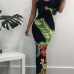 Sexy Backless Printed Twilled Satin Sheath Floor Length Dress Sexy Backless Printed Twilled Satin Sheath Floor Length Dress