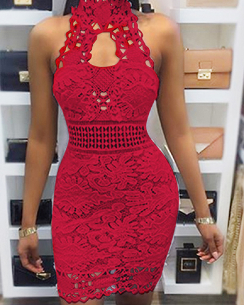 Sexy Backless Red Lace Sheath Mini Dress(Without Lining) Sexy Backless Red Lace Sheath Mini Dress(Without Lining)