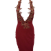 Sexy Deep V Neck Backless Wine Red Polyester Sheath Knee Length Dress Sexy Deep V Neck Backless Wine Red Polyester Sheath Knee Length Dress