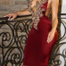 Sexy Deep V Neck Backless Wine Red Polyester Sheath Knee Length Dress Sexy Deep V Neck Backless Wine Red Polyester Sheath Knee Length Dress