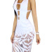 Sexy Deep V Neck See-Through White Polyester Sheath Knee Length Dress(With Lining) Sexy Deep V Neck See-Through White Polyester Sheath Knee Length Dress(With Lining)