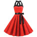 Sexy Halter Party Dress 2018 Retro Polka Dot Hepburn Vintage 50s 60s Pin Up Rockabilly Dresses Robe Plus Size Elegant Midi Dress