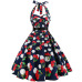 Sexy Halter Party Dress 2018 Retro Polka Dot Hepburn Vintage 50s 60s Pin Up Rockabilly Dresses Robe Plus Size Elegant Midi Dress