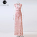 Sexy Hollow Out White Lace Dress Women Spring High Waist Sleeveless Backless Dress Elegant Christmas Maxi Long Dress Vestidos