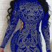 Sexy Hollow-out Rhinestone Decorative Blue Polyester Mini Dress Sexy Hollow-out Rhinestone Decorative Blue Polyester Mini Dress