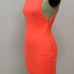 Sexy O Neck Tank Sleeveless Backless Side Zipper Design Fluorescent Red Polyester Sheath Knee Length Dress Sexy O Neck Tank Sleeveless Backless Side Zipper Design Fluorescent Red Polyester Sheath Knee Length Dress