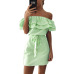 Sexy Off Shoulder Dress Women beach Strapless Striped print Ruffles tunic Sundresses Summer Mini party Dress Vestido  de verano