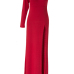 Sexy One Shoulder Long Sleeve Side Split Red Polyethylene Fibre Sheath Ankle Length Dress Sexy One Shoulder Long Sleeve Side Split Red Polyethylene Fibre Sheath Ankle Length Dress