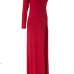 Sexy One Shoulder Long Sleeve Side Split Red Polyethylene Fibre Sheath Ankle Length Dress Sexy One Shoulder Long Sleeve Side Split Red Polyethylene Fibre Sheath Ankle Length Dress