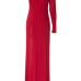 Sexy One Shoulder Long Sleeve Side Split Red Polyethylene Fibre Sheath Ankle Length Dress Sexy One Shoulder Long Sleeve Side Split Red Polyethylene Fibre Sheath Ankle Length Dress