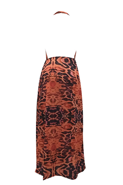 Sexy Printed High Split Milk Fiber Ankle Length Dress(Without Choker)