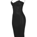 Sexy Spaghetti Strap Sleeveless Black Polyester Sheath Knee Length Dress