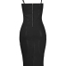 Sexy Spaghetti Strap Sleeveless Black Polyester Sheath Knee Length Dress