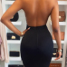 Sexy Turtleneck See-Through Backless Black Polyester Sheath Knee Length Dress Sexy Turtleneck See-Through Backless Black Polyester Sheath Knee Length Dress