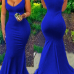Sexy U-shaped Neck Sleeveless Blue Cotton Blend Sheath Floor Length Dress Sexy U-shaped Neck Sleeveless Blue Cotton Blend Sheath Floor Length Dress