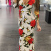 Sexy V Neck Floral Print White Cotton Sheath Ankle Length Dress(Non Positioning Printing) Sexy V Neck Floral Print White Cotton Sheath Ankle Length Dress(Non Positioning Printing)