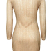 Sexy V Neck Long Sleeves Hollow-out Khaki Polyester Sheath Mini Dress Sexy V Neck Long Sleeves Hollow-out Khaki Polyester Sheath Mini Dress